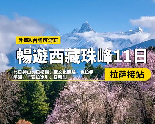 【暢遊西藏】拉薩林芝羊湖日喀則珠峰11日遊，拉薩集合，絨布寺，珠穆朗瑪峰，色季拉山口，魯朗林海，比日神山，巴松措，藏文化體驗(yàn)，色拉寺，羊湖，卡若拉冰川，日喀則，=